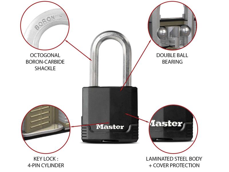 Master Lock Excell™ Weather Tough 51mm Padlock 5-Pin - 51mm Shackle MLKM515LH