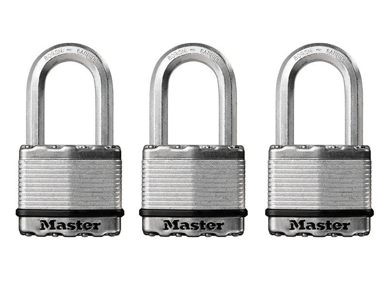 Master Lock Excell™ Laminated Steel 50mm Padlock - 38mm Shackle - Keyed Alike x 3 MLKM5TRILF