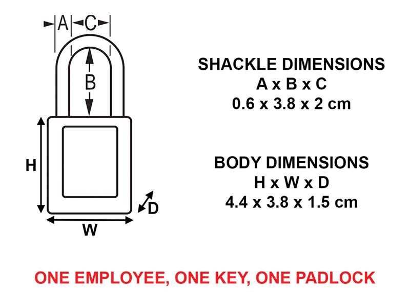 Master Lock Lockout Padlock – 38mm Body & 6mm Composite Nylon Shackle MLKS406RED
