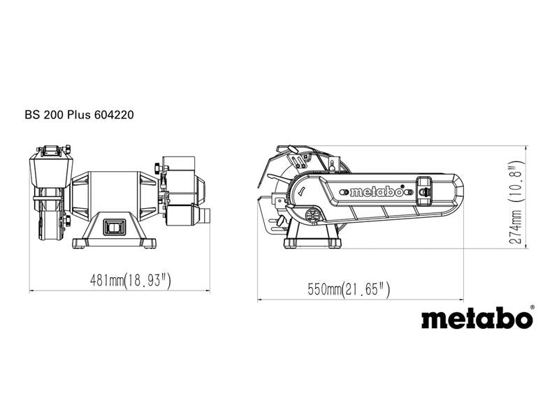 Metabo BS 200 Plus Combo Bench Belt Grinder Sander 600W 240V MPTBS200PLUS