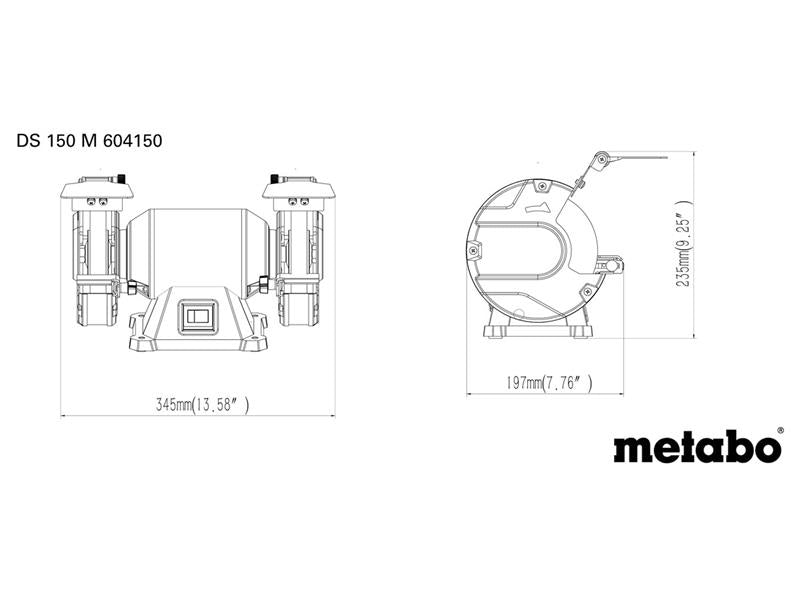 Metabo Bench Grinder 370W 240V Wheel Sizes 150 x 20 x 20mm MPTDS150M