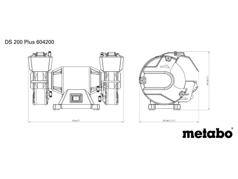 Metabo Plus Bench Grinder 600W 240V Wheel Sizes 200 x 25 x 32mm MPTDS200PLUS
