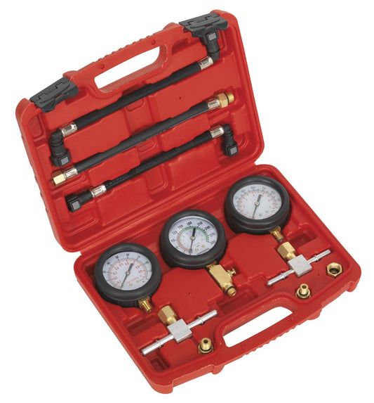 Sealey Motorcycle Compression & Fuel Pressure Gauge Set 3pc MS100