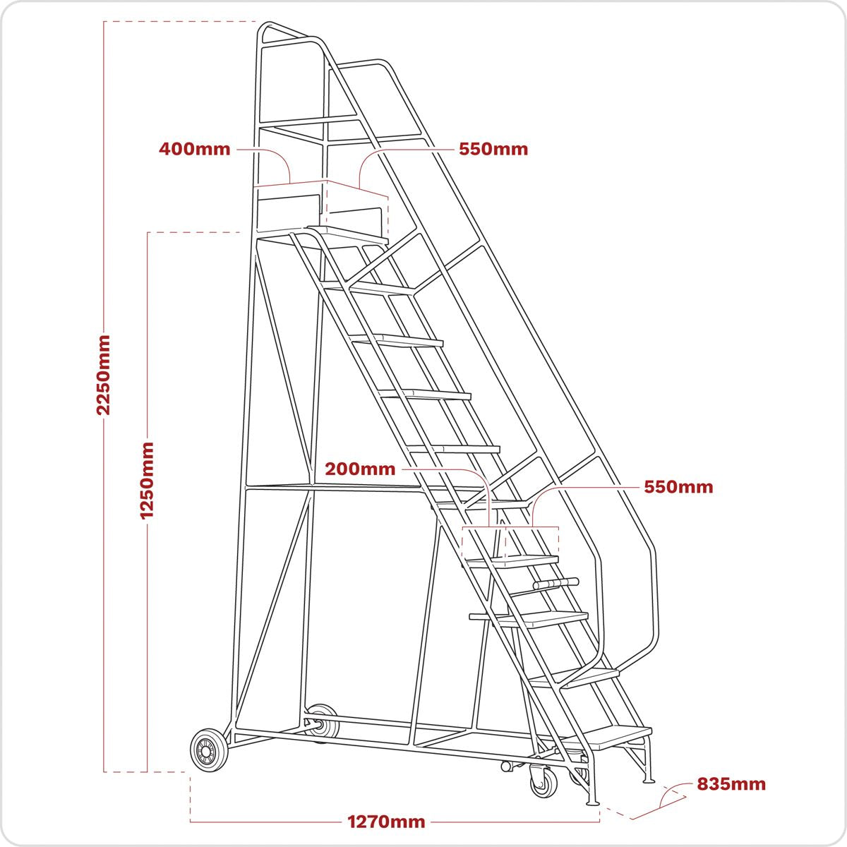 Sealey Mobile Safety Steps 5-Tread MSS05