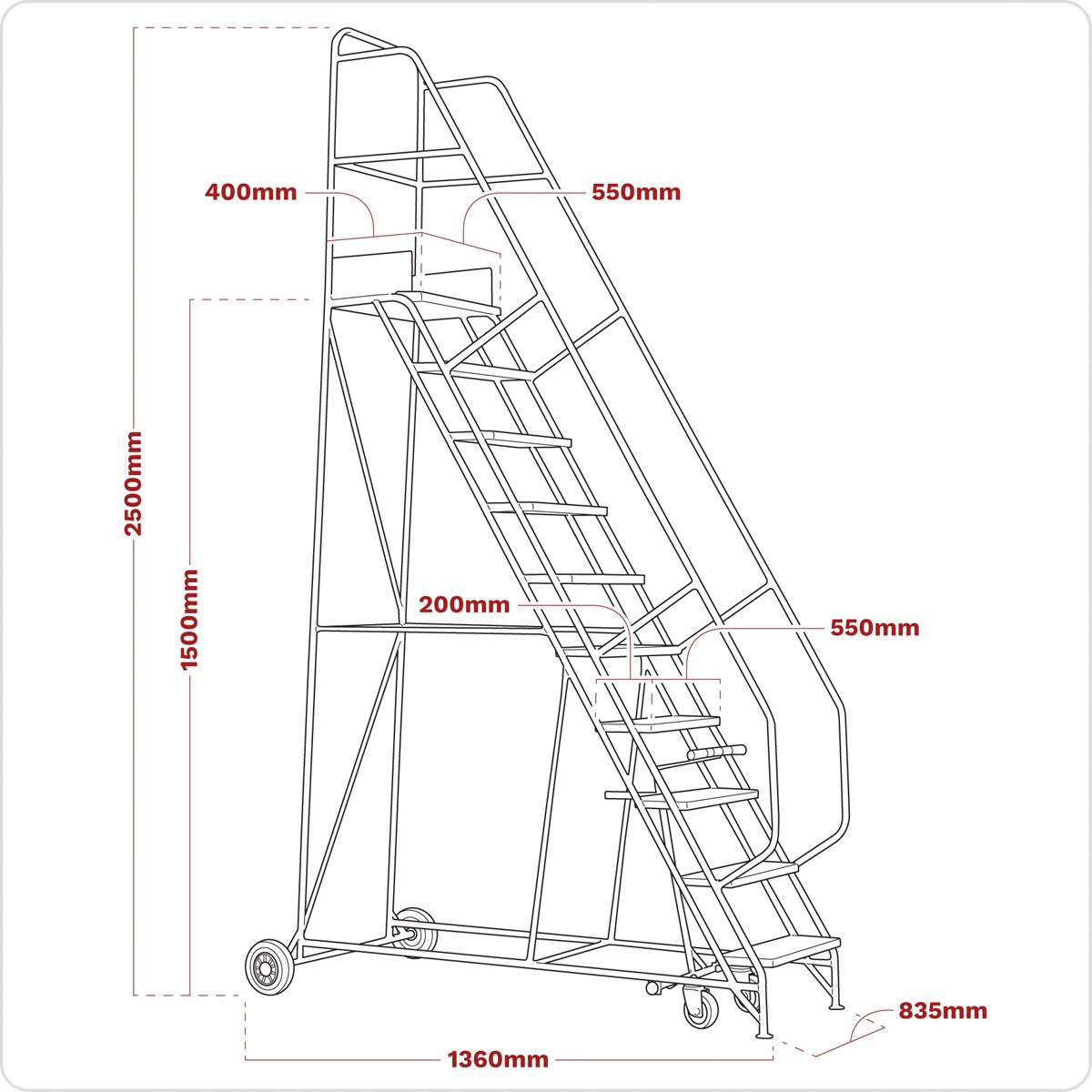 Sealey Mobile Safety Steps 6-Tread MSS06