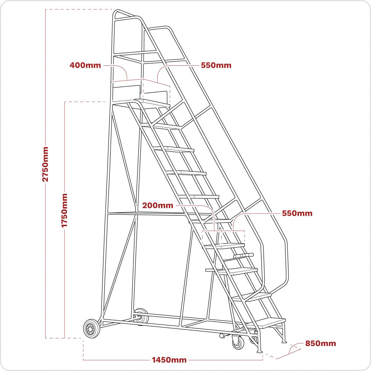 Sealey Mobile Safety Steps 7-Tread MSS07