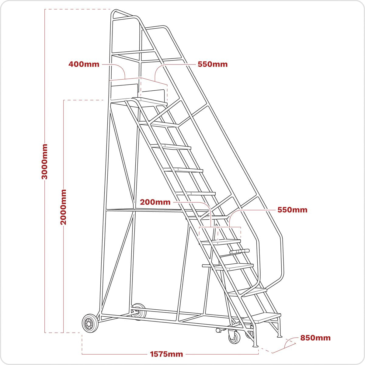 Sealey Mobile Safety Steps 8-Tread MSS08