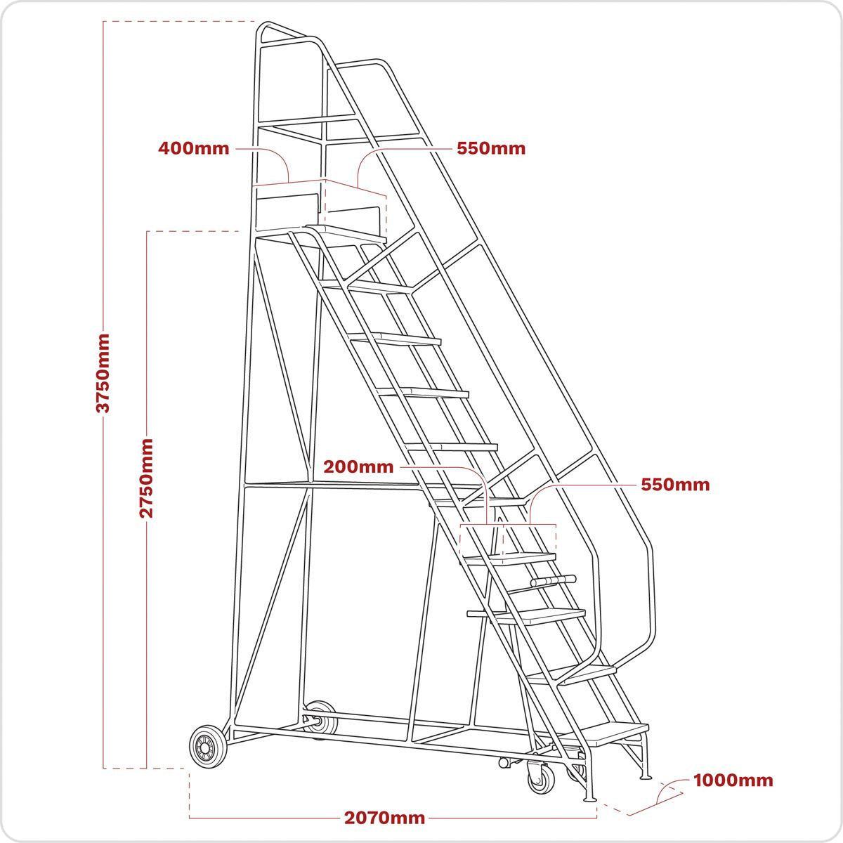 Sealey Mobile Safety Steps 11-Tread MSS11