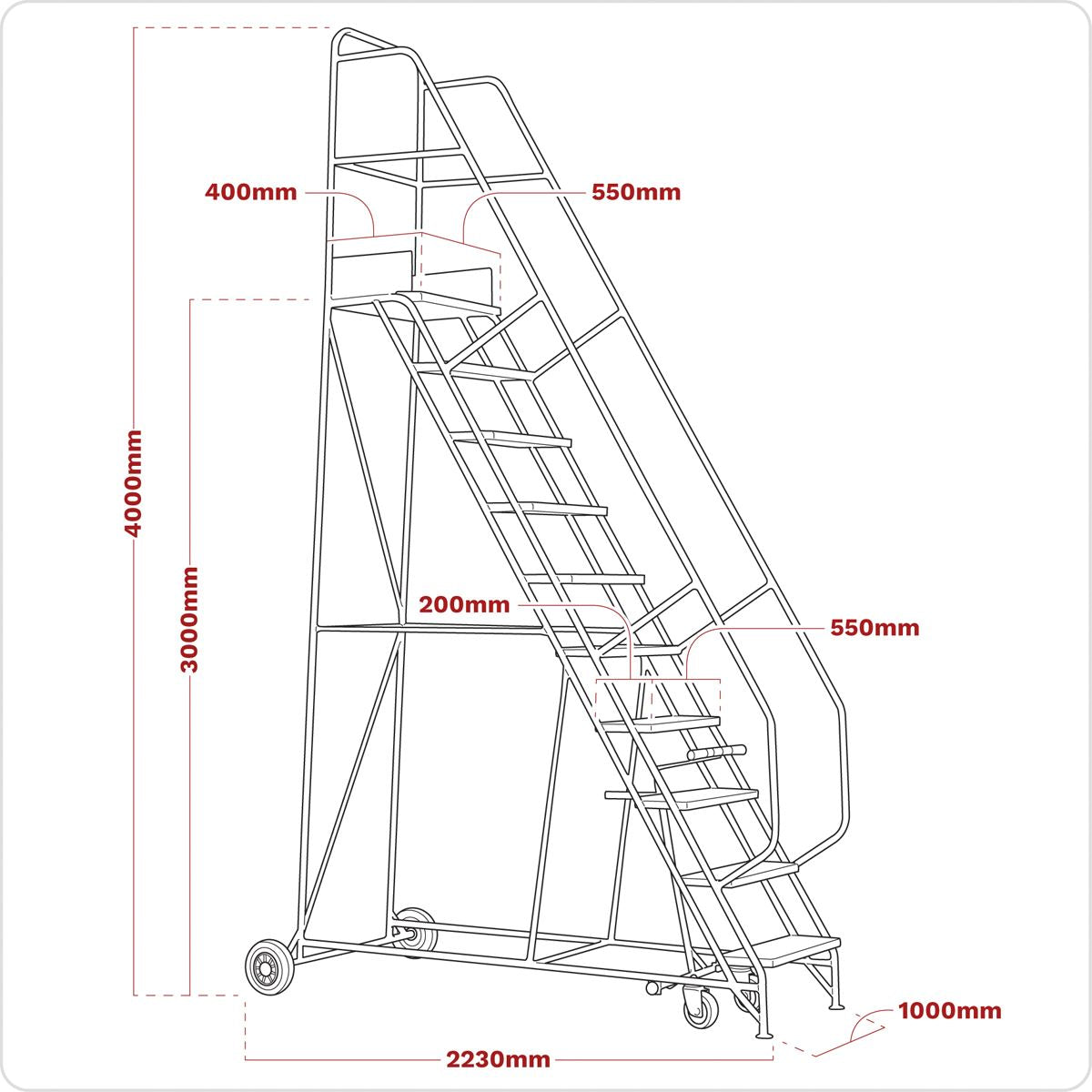Sealey Mobile Safety Steps 12-Tread MSS12