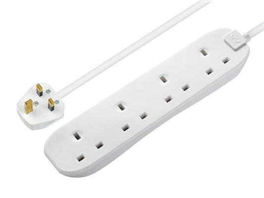 Masterplug Extension Lead 240V 4-Gang 13A White 2m MSTBFG210