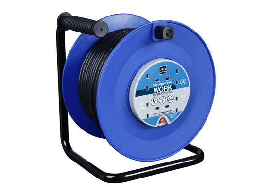 Masterplug Heavy-Duty Cable Reel 240V 13A 4-Socket Thermal Cut-Out 50m MSTHDCT50134