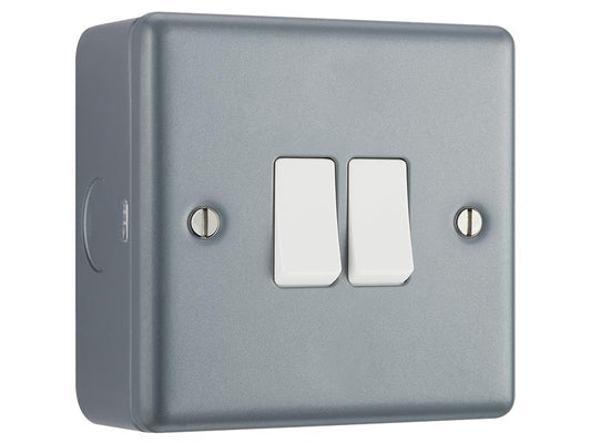 Masterplug Metal Clad 2-Gang 2-Way Light Switch MSTMC542