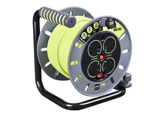 Masterplug PRO-XT Open Cable Reel 240V 13A 4-Socket 25m MSTOMU25134