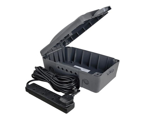Masterplug Weatherproof Box with 10m 240V 4-Way Bar MSTWBXBFG