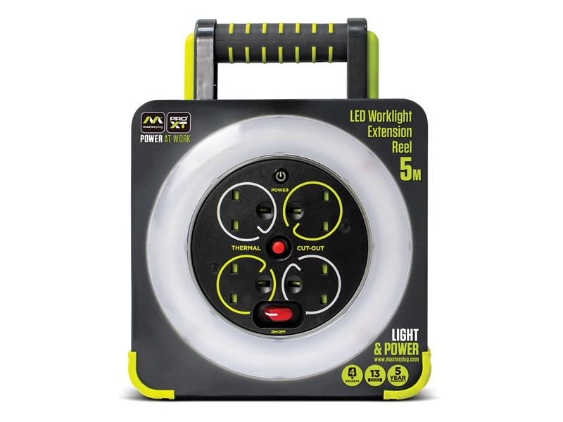 Masterplug Work Light Cable Reel 240V 13A 4-Socket 5m MSTWLU05134