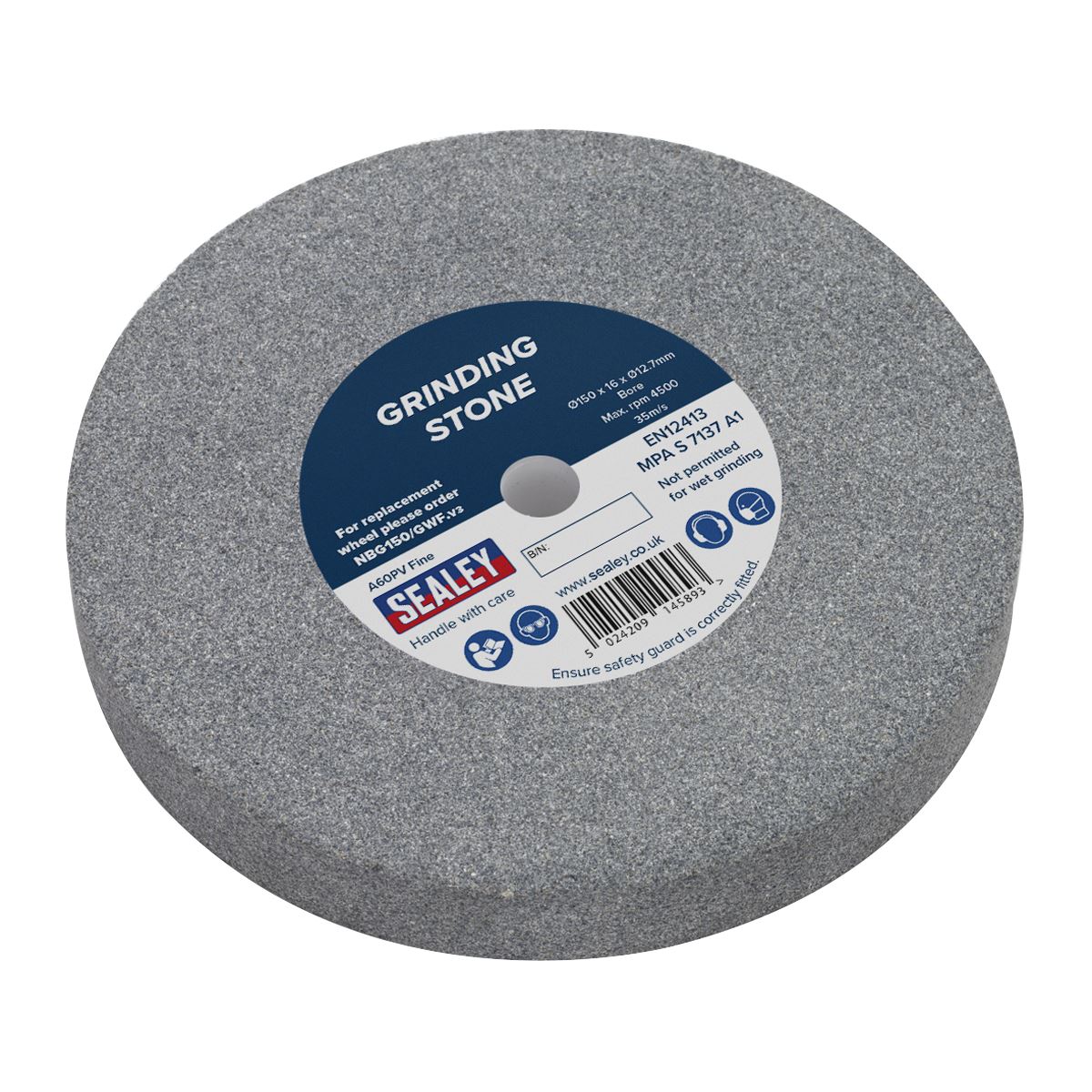 Sealey Grinding Stone �150 x 16mm �13mm Bore A60P Fine NBG150/GWF