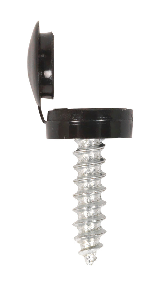 Sealey Numberplate Screw & Flip Cap 4.2 x 19mm Black Pack of 50 NPBK50