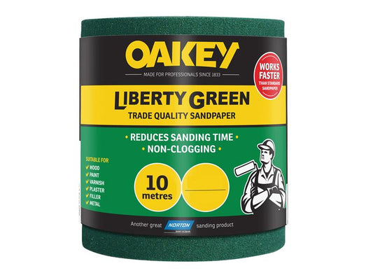 Oakey Liberty Green Sanding Roll 115mm x 10m Medium 80G OAK33217