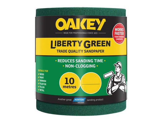 Oakey Liberty Green Sanding Roll 115mm x 10m Extra Coarse 40G OAK33219