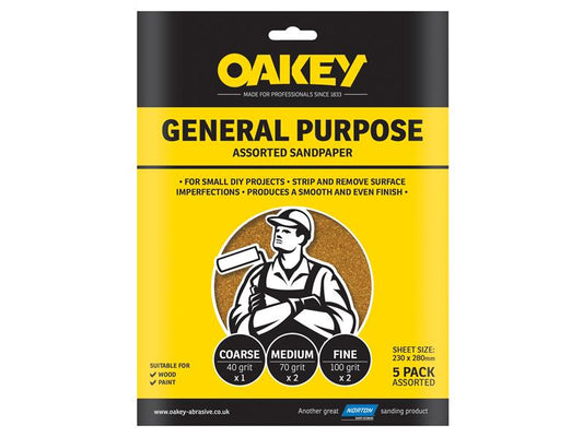 Oakey Glasspaper Sanding Sheets 230 x 280mm Fine 120G (5) OAK58287