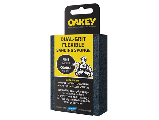 Oakey Dual-Grit Flexible Sanding Sponge Fine/Coarse OAK58593
