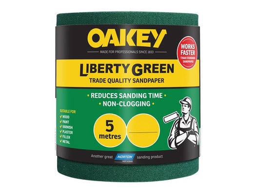 Oakey Liberty Green Sanding Roll 115mm x 5m Medium 80G OAK63918