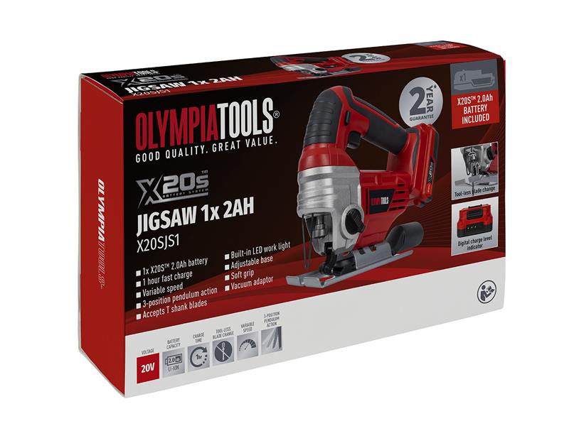 Olympia Power Tools X20S™ Jigsaw 20V 1 x 2.0Ah Li-ion OLPX20SJS1