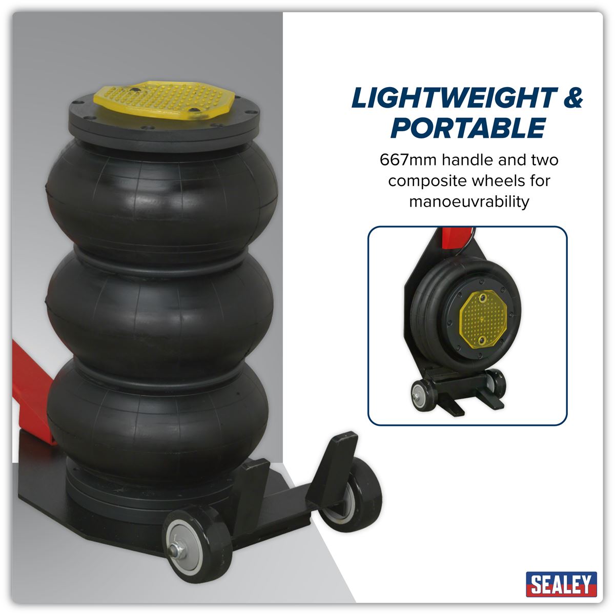 Sealey Premier Air Operated Fast Jack 3 Tonne 3-Stage - Long Handle PAFJ3