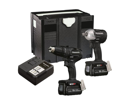 Panasonic Twin Pack Combi Drill Impact Wrench18V 2 x 5.0Ah Li-ion EYC242LJ2G31