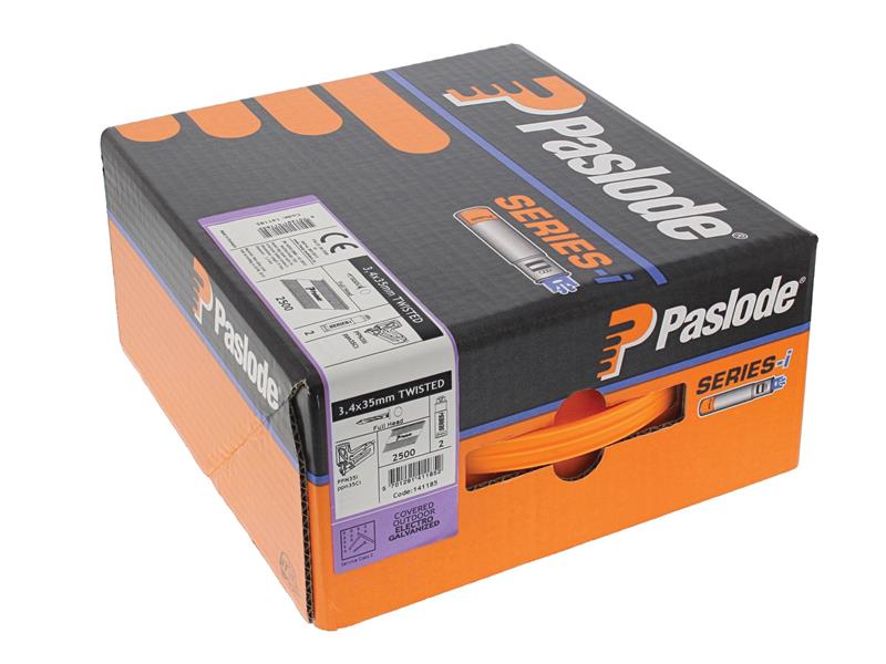 Paslode ELECTROGALV 3.4° Twisted Nails 35mm (Box 2500 + 2 Fuel Cells) PAS141185