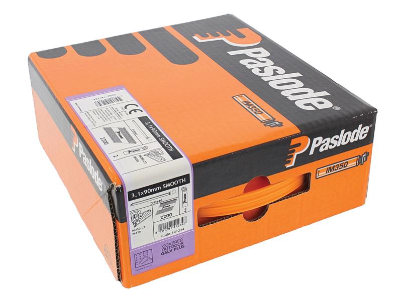Paslode 3.1 x 90mm IM350 Smooth Nails Galv-Plus® Finish Box of 2200 + 2 Fuel Cells PAS141234