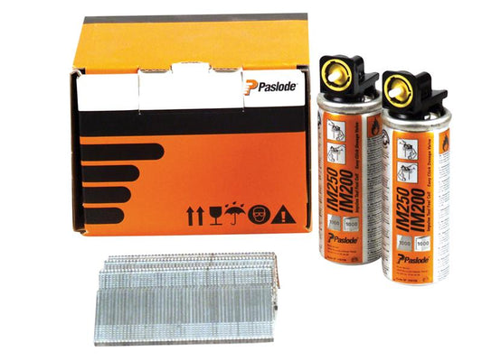 Paslode 25mm IM65 Galvanised Straight Brads 2000 2 x Fuel Cells PAS921587