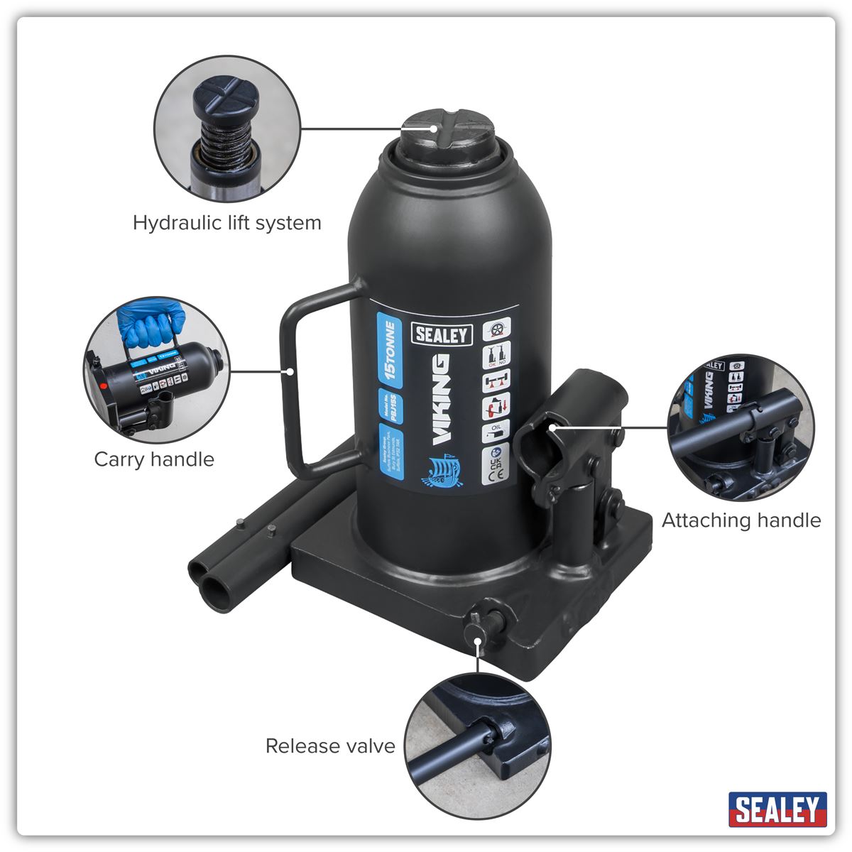 Sealey Bottle Jack 15 Tonne PBJ15S