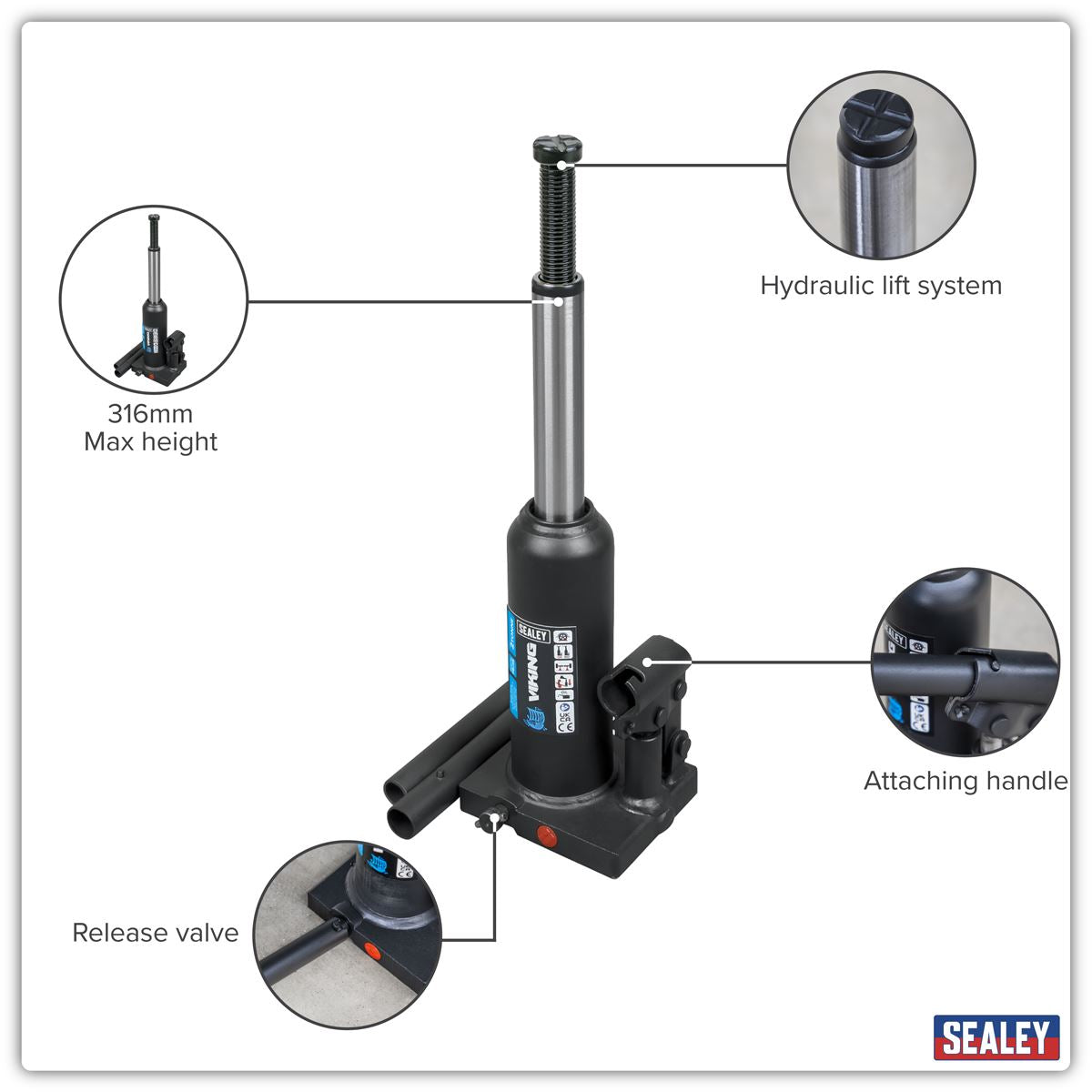 Sealey Bottle Jack 2tonne PBJ2S
