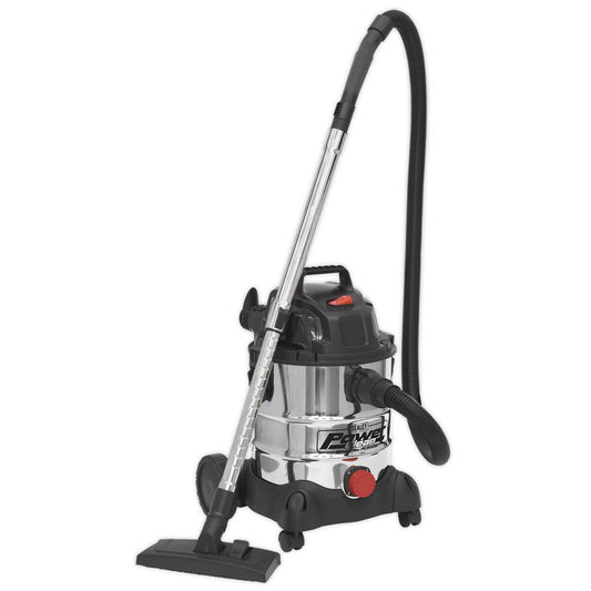 Sealey Vacuum Cleaner Industrial Wet & Dry 20L 1250W/230V Stainless Drum PC200SD