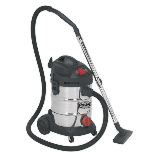 Sealey Vacuum Cleaner Industrial 30L 1400W/230V Stainless Drum Auto Start PC300SDAUTO