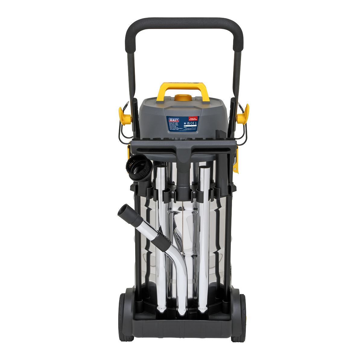Sealey Vacuum Cleaner Industrial Dust-Free Wet/Dry 38L 1100W/110V Stainless Steel Drum M Class Filtration PC380M110V