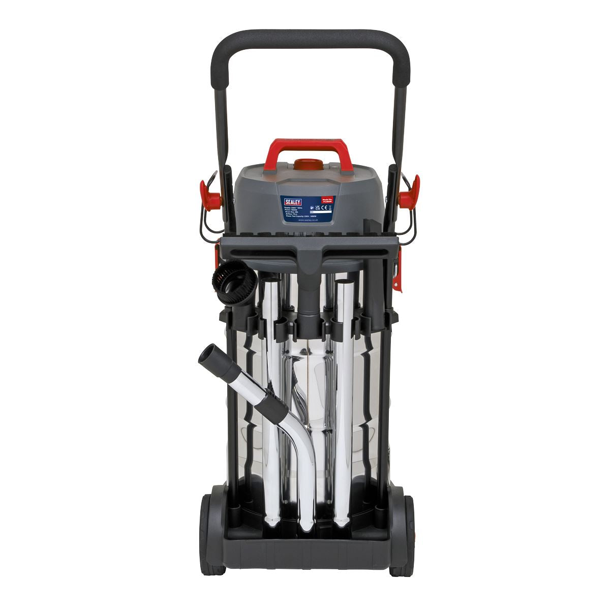 Sealey Vacuum Cleaner Industrial Dust-Free Wet/Dry 38L 1500W/230V Stainless Steel Drum M Class Filtration PC380M