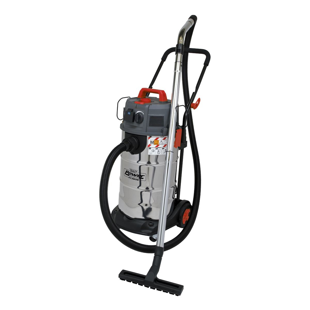 Sealey Vacuum Cleaner Industrial Dust-Free Wet/Dry 38L 1500W/230V Stainless Steel Drum M Class Filtration PC380M