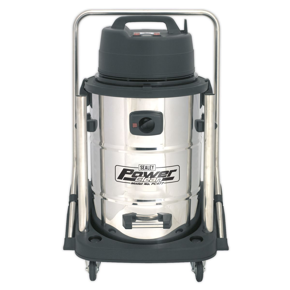 Sealey Vacuum Cleaner Industrial Wet & Dry 77L Stainless Steel Drum with Swivel Emptying 2400W PC477