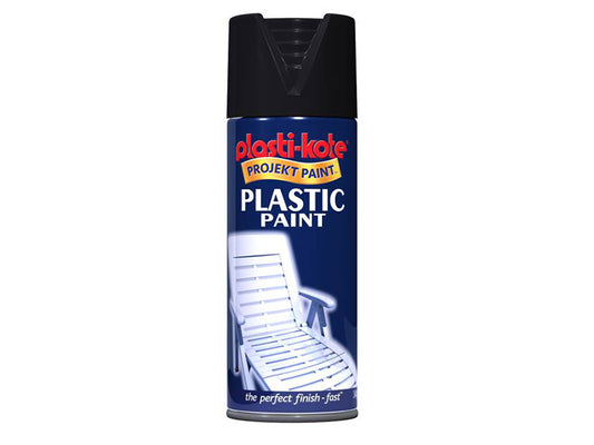 PlastiKote Plastic Paint Spray Black Gloss 400ml PKT10606