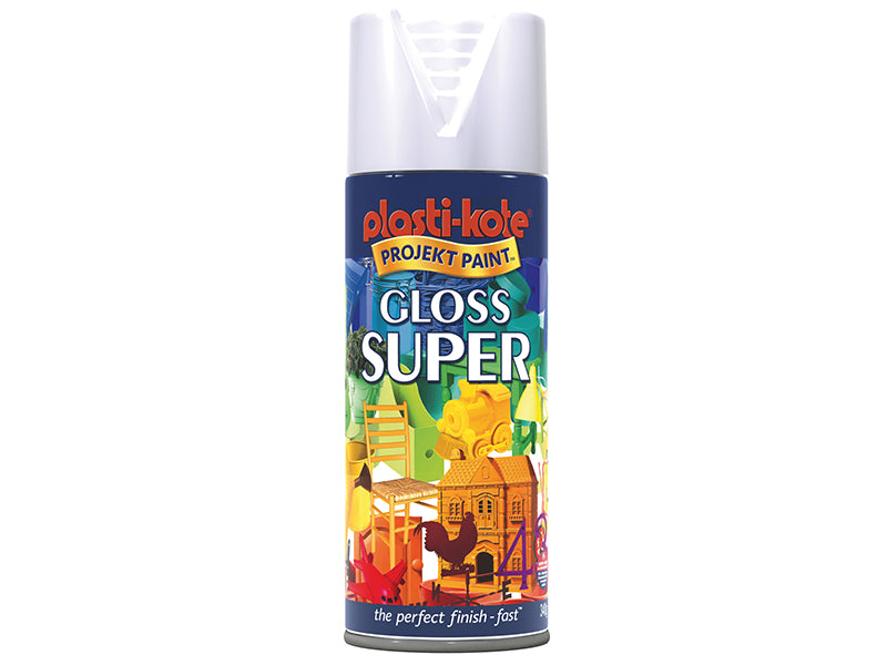 PlastiKote Gloss Super Spray White 400ml PKT1109