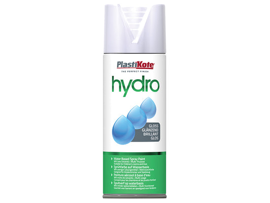 PlastiKote Hydro Spray Paint White Gloss 350ml PKT111005