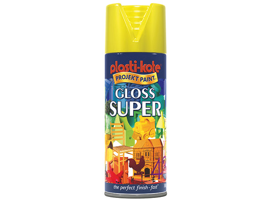 PlastiKote Gloss Super Spray Yellow 400ml PKT1115