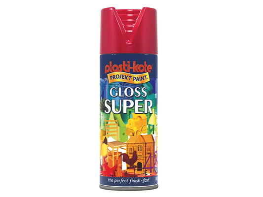 PlastiKote Gloss Super Spray Bright Red 400ml PKT1120