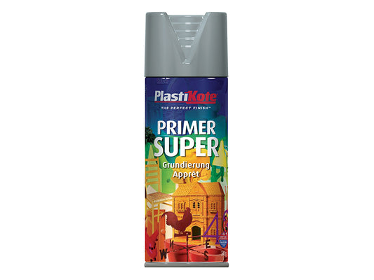 PlastiKote Super Spray Primer Grey 400ml PKT1148