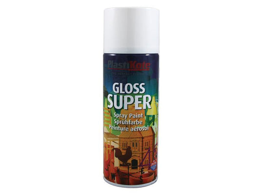 PlastiKote Gloss Super Spray White RAL 9016 400ml PKT1153