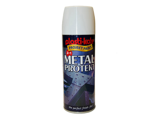 PlastiKote Metal Protekt Spray Gloss White 400ml PKT1286