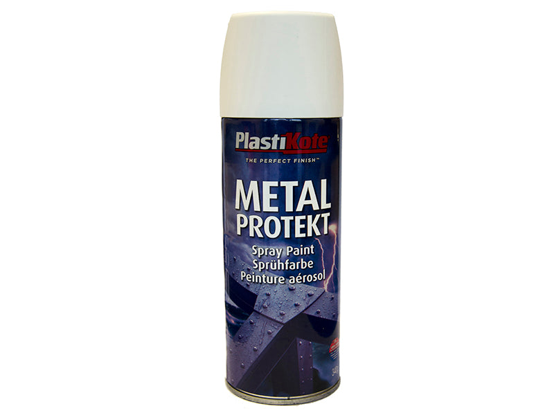 PlastiKote Metal Protekt Spray Satin White 400ml PKT1287