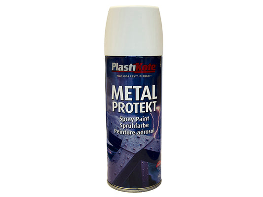 PlastiKote Metal Protekt Spray Satin White 400ml PKT1287